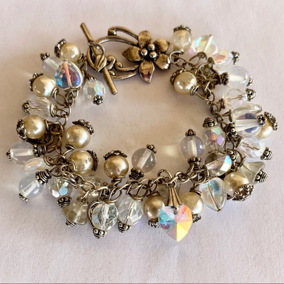 Swarovski Crystal and Seed Pearl Bangle Bracelet - Picture 4 of 6